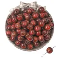 DIY 8-12mm Kunstharzperlen mit dunkelroten und goldenen Marmorwirbeln und Mittelloch - Runde Perlen / 10 Stück (ca. 12mm, Loch 2mm) / Rotes Marmormuster