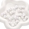 Auroral white acrylic bow beads for DIY bracelets and necklaces with iridescent finish - Round Edge Design / Pack of 5 (26x15mm) / White
