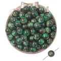 Dunkelgrüne Marmorharzperlen mit rot-orangefarbenem Wirbelmuster für DIY-Schmuck - Runde Perlen / 10 Stück (ca. 12mm, Loch 2mm) / Grüner Marmor