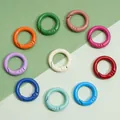 Colorful alloy round spring o-rings for DIY keychains and bag charms in 10 vibrant colors - Colorful Round Style (FKY107) / 5 Pieces/Pack (20mm) / Multicolor