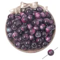 Dunkelviolette Galaxie-Resin-Perlen für DIY-Schmuck mit schimmernder Sternen-Textur - Runde Perlen / 10 Stück (ca. 12mm, Loch 2mm) / Lila Marmor