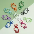 Colorful bunny-shaped alloy spring lobster clasps for DIY keychains in ten various vibrant colors - Rabbit Style (FKY107) / 10 Pieces/Pack (19x35mm) / Multicolor