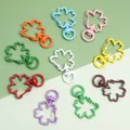 Colorful four-leaf clover alloy spring hooks for DIY keychains in ten mixed colors - Petal Style (FKY107) / 10 Pieces/Pack (24x36mm) / Multicolor