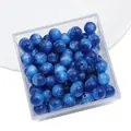 Blue marble resin beads with pearlescent finish in a transparent DIY storage box - Round Beads / 10 Pieces (Approx. 12mm, Hole 2mm) / Blue Pearlescent Pattern