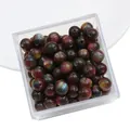 Starry sky mixed resin beads with tiger eye texture in a clear storage case for DIY jewelry - Round Beads / 10 Pieces (Approx. 12mm, Hole 2mm) / Purple Quicksand Marble