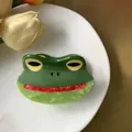 Süße grüne Frosch-Haarklammer aus glänzendem Acetat für trendige Frisuren - Froschkopf