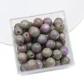 Sternenharz-Perlen in Lila und Grün Mix mit Aufbewahrungsbox für DIY Schmuckherstellung - Runde Perlen / 10 Stück (ca. 12mm, Loch 2mm) / Violettes Irisierendes Muster