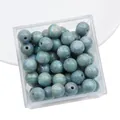 Blaugrüne Marmor-Resin-Perlen für DIY-Schmuckherstellung mit Perlglanz-Finish - Runde Perlen / 10 Stück (ca. 12mm, Loch 2mm) / Blauer Marmor