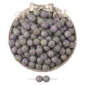 8-12mm lila und grüne Sternenhimmel-Harzperlen für DIY-Schmuck mit Seidentextur - Runde Perlen / 10 Stück (ca. 10mm, Loch 1.5mm) / Bohnengrünes Seidenmuster