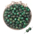 8-12mm Harzperlen mit grünem und rötlichem Sternenhimmel-Wirbel für DIY-Schmuck - Runde Perlen / 10 Stück (ca. 10mm, Loch 1mm) / Grüner Marmor