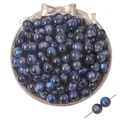 8-12mm tiefblaue Sternenhimmel-Resinperlen mit Seidenglanz und Katzenaugeneffekt für DIY - Runde Perlen / 10 Stück (ca. 10mm, Loch 1mm) / Marineblau Marmormuster