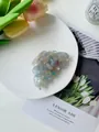 Bunte Haarspange aus Acetat mit Marmormuster und Schleifendesign in Pastelltönen - Blau Grün Punktiert