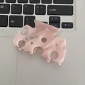 Molla per capelli in acetato rosa marmorizzato con marchio Likio e cuore - Rosa