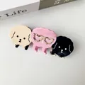 Set di tre graziose mollette per capelli a forma di cane in acetato colorato - Cane Cuore Nero Beige Rosa (Grande)