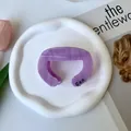 Purple marble acetate hair claw clip with Can lettering on white tray and flowers - Letter C(Can) / 9x6.5cm / Purple