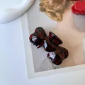 Vintage red plaid hair claw clip with heart detail on aesthetic lifestyle background - Double Layer Heart Style