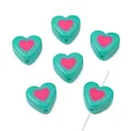 Acrylic heart beads in blue and pink for DIY jewelry making handmade bracelets - Heart / 10 Pieces/Pack (17x15mm) / Green