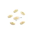Set de seis etiquetas ovaladas de metal dorado 14k de 9mm grabadas para joyas DIY - Estilo de Escritura Ovalado "Red" / 1 Pieza (9x4.6mm, Agujero aprox. 0.8mm) / Dorado