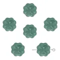 Dark green translucent clover shaped glass beads for DIY jewelry making 6 pieces set - Synthetic Dark Green Jade