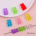 Colorful 20x13mm transparent acrylic gummy bear beads for DIY jewelry making - Vertical Hole Bear / Pack of 10 (Approx 20x13mm) / Random Mixed Colors