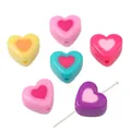 Two-tone acrylic heart beads for DIY jewelry making in vibrant mixed color combinations - Heart / 20 Pieces/Pack (17x15mm) / Random Mixed Colors