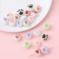 Perline colorate in acrilico a forma di zampa di gatto per bracciali e collane - colori misti casuali