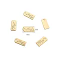 Etiquetas metálicas rectangulares 13x6mm bañadas en oro 14k hechas a mano - Estilo de Escritura Rectangular "Handmade" / 1 Pieza (6x13mm, Agujero aprox. 1mm) / Dorado