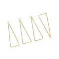 Set of four 14K gold plated geometric triangle pendants with twisted texture for DIY jewelry - Long Triangle Textured Style (13x38)