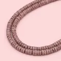 Flat round lava stone spacer beads in dusty rose for DIY jewelry making - Pink