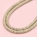 Flat round beige volcanic stone spacer beads for handmade DIY jewelry bracelets - Beige