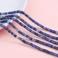 Polished blue natural stone cylinder beads for handmade jewelry making in diverse textures - 2x3mm (Hole approx. 1mm, 38cm/strand, approx. 155 beads) / Blue Sodalite