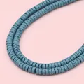 Flat round blue lava stone beads with porous texture for handmade DIY jewelry - Light Blue