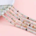 Amazonite cylinder natural stone beads for DIY jewelry making in mixed pastel colors - 2x3mm (Hole approx. 1mm, 38cm/strand, approx. 155 beads) / Amazonite