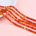 Polished natural red agate cylinder loose beads for DIY handmade jewelry crafts - 2x3mm (Hole approx. 1mm, 38cm/strand, approx. 155 beads) / Red Agate