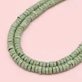 Handmade light green Heishi volcanic stone spacer beads for DIY jewelry making - Grass Green