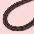 Handmade dark coffee lava stone spacer beads for DIY jewelry making and necklaces - Brown
