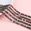 Natural stone cylinder beads in earthy mixed tones for DIY jewelry making - 2x3mm (Hole approx. 1mm, 38cm/strand, approx. 155 beads) / India Agate