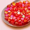 Levendige rode hartvormige acrylkralen met AB-coating voor DIY sieraden maken - Hartstijl / Verpakking van 100 Stuks (8x9mm) / AB Felrood