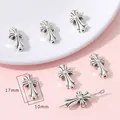 Set of 7 antique silver cross charms, 17x10mm beads for DIY jewelry making - Cross Flower Style / 10 Pieces/Pack (10x17mm) / Antique Silver