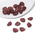 Matte tiefrote Glasperlen in unregelmäßiger Form für handgefertigten DIY-Schmuck - 12x15mm, Loch ca. 1mm, 10 Stk./Packung / Kaffeelila