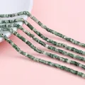 Natural green and white cylindrical stone beads for DIY jewelry making and bracelets - 2x3mm (Hole approx. 1mm, 38cm/strand, approx. 155 beads) / Green Spotted Stone