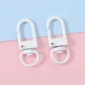 U-shaped swivel spring clasps with white matte finish for DIY keychain and bag accessories - Width approx 12mm, Length approx 33mm, 5 Pcs/Pack / White