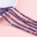 Purple natural stone cylinder beads for DIY jewelry making displayed on pink background - 2x3mm (Hole approx. 1mm, 38cm/strand, approx. 155 beads) / Amethyst