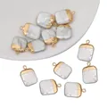 Irregular square freshwater pearl pendant with gold plating and baroque texture finish - 1 Piece (Width Approx. 14mm)