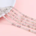 Natural stone square tube beads in neutral mixed grey and cream for DIY jewelry making - 2x3mm (Hole approx. 1mm, 38cm/strand, approx. 155 beads) / Grey Agate