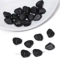 Matte black irregular faceted glass beads for DIY jewelry making on white ceramic tray - 12x15mm, Hole Approx. 1mm, 10 Pcs/Pack / Black