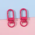 Pair of bright pink metal swivel lobster clasps for DIY keychains and bag accessories - Width approx 12mm, Length approx 33mm, 5 Pcs/Pack / Rose Red