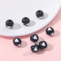 DIY black acrylic round beads with white heart patterns for jewelry making bracelets - White Heart Pattern / 10 Pieces/Pack (12mm) / Black