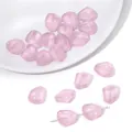 Pink frosted irregular glass stone beads for DIY jewelry making and bracelets - 12x15mm, Hole Approx. 1mm, 10 Pcs/Pack / Pink
