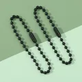 Matte black metal ball bead chain with connector clasps for DIY jewelry and keychains - Diameter 2.4mm Length 12cm / Black